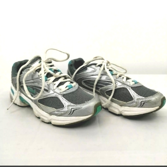 Fila Women's 7 Teal And Silver Lace-Up Athletic  Tennis Shoe RN# 91175 - Picture 4 of 8